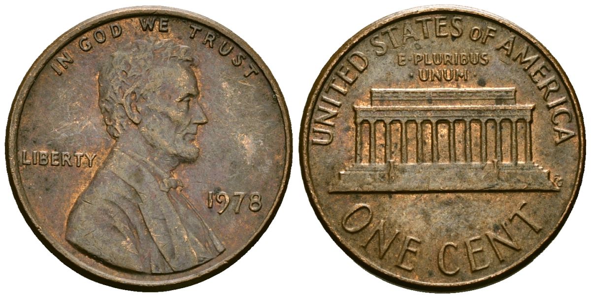 США 1 цент 1978 Линкольн KM 201 медь цинк 4136-156