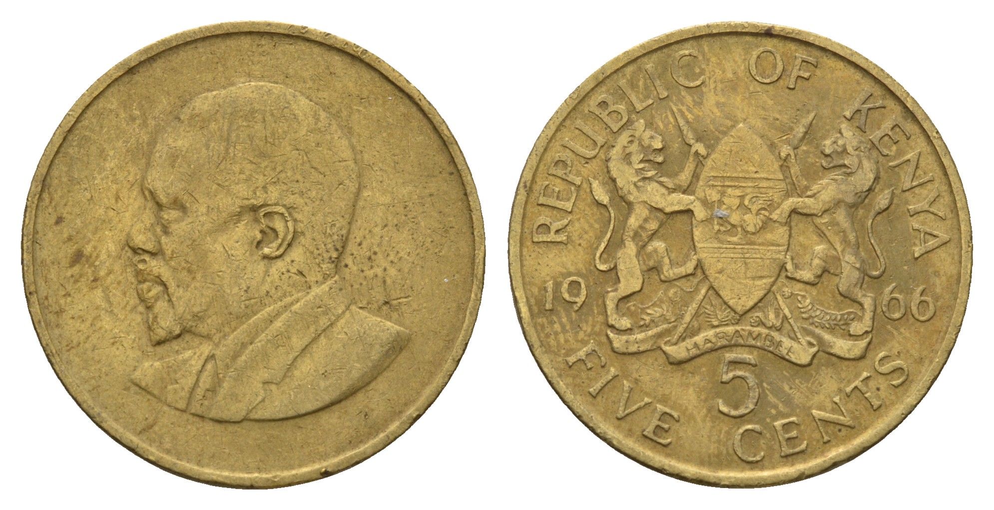 Кения 5 центов 1966 Джомо Кениата KM 1 никель латунь 4662-537