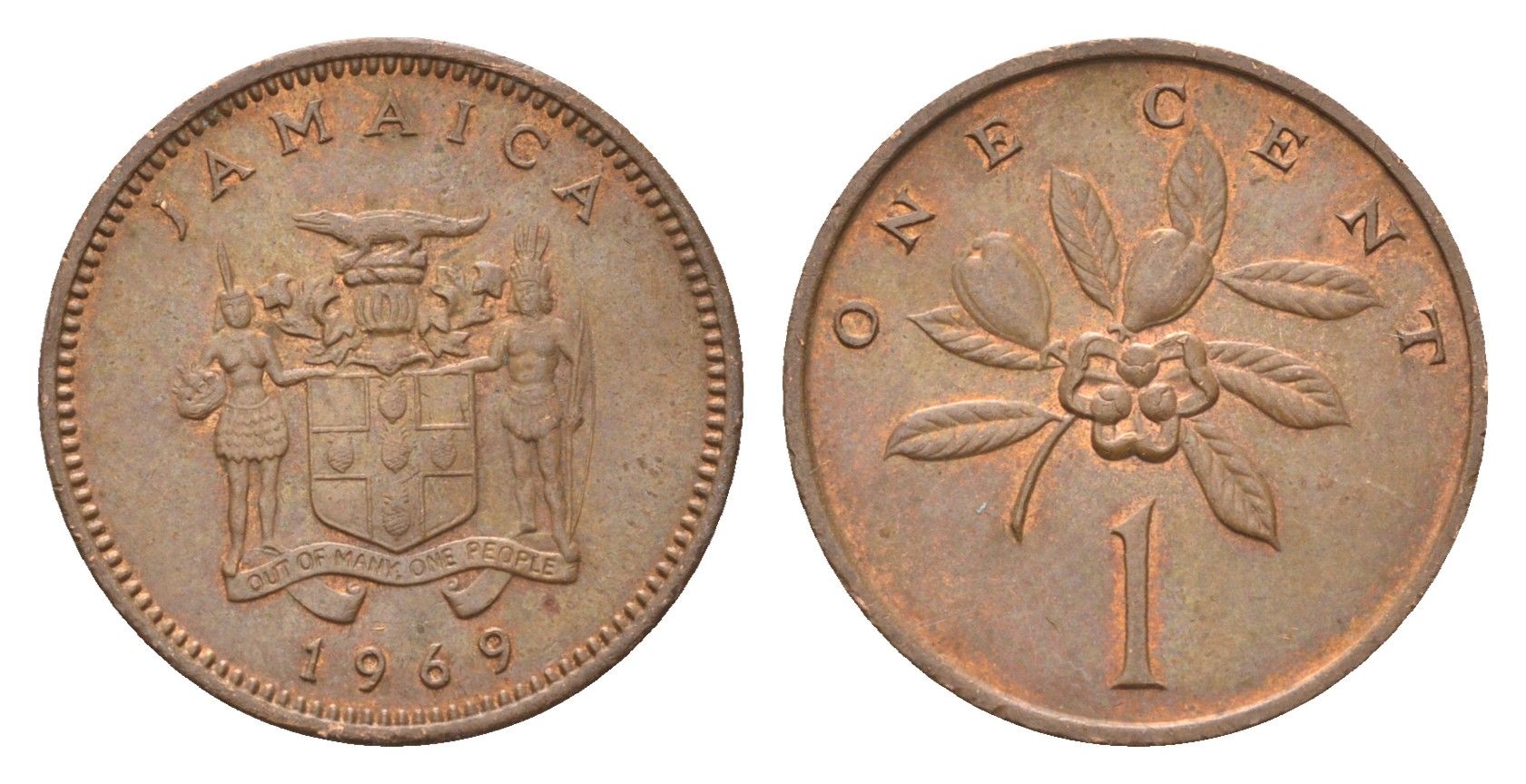 Ямайка 1 цент 1969 KM 45 бронза 4664-739