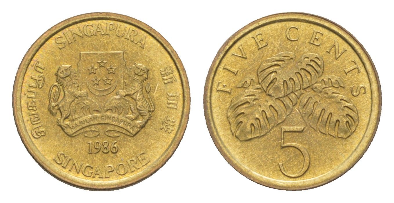 Сингапур 5 центов 1986 KM 50 алюминиевая бронза 4640-517