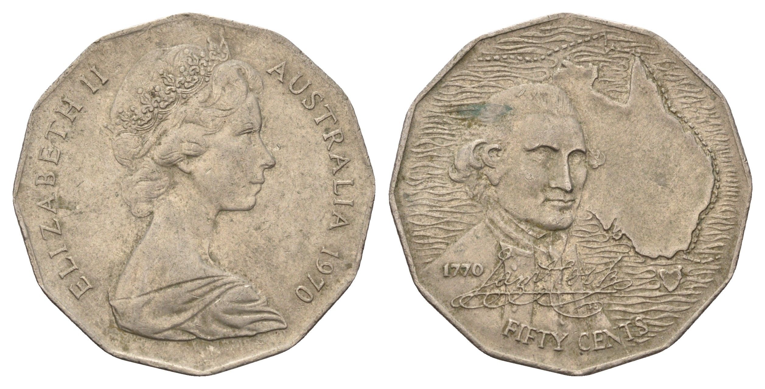 Австралия 50 центов 1970 200 лет австралийскому путешествию капитана Кука KM 69 медно-никель 4672-234