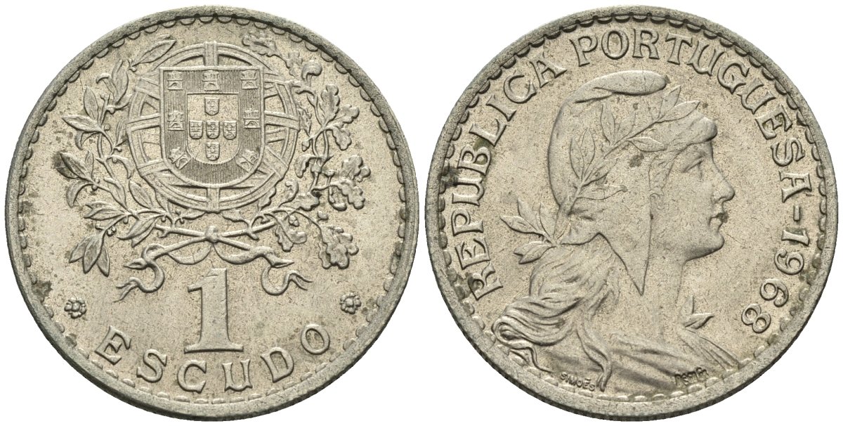 Португалия 1 эскудо 1968 KM 578 медно-никель 4148-422