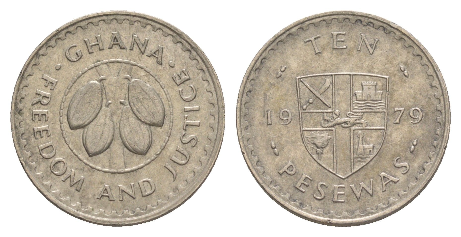 Гана 10 песев 1979 KM 16 медно-никель UNC 4642-135