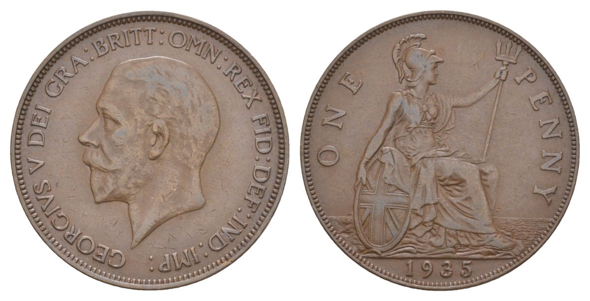 Великобритания 1 пенни 1935 Георг V (1910-1936) КМ 838, Spink 4055 бронза 4168-831