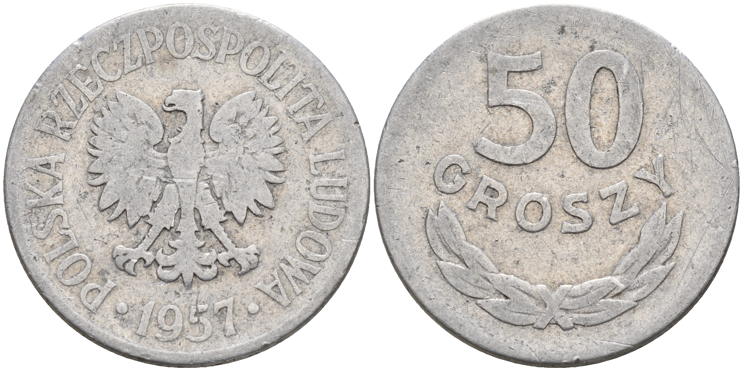 Польша 50 грошей 1957  KM 48.1 алюминий    4161-124