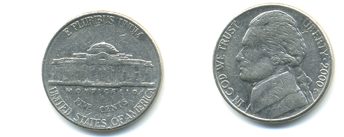 США 5 ЦЕНТОВ 2000 D ДЖЕФФЕРСОН KM А192 медно-никель 179-814