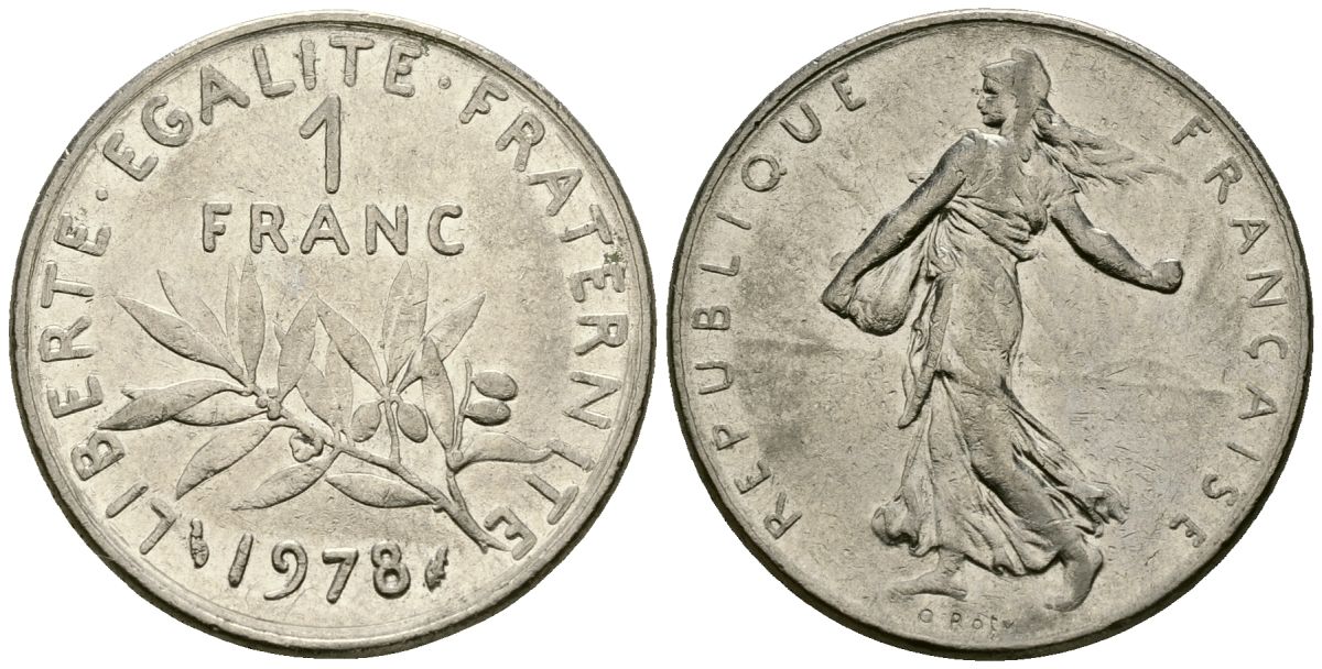 Франция 1 франк 1978 KM 925 никель 4167-112