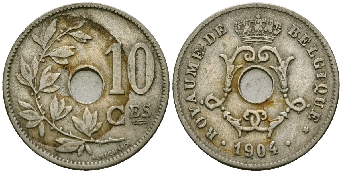 Бельгия 10 сантимов 1904 Belgique KM 52 медно-никель 4172-751
