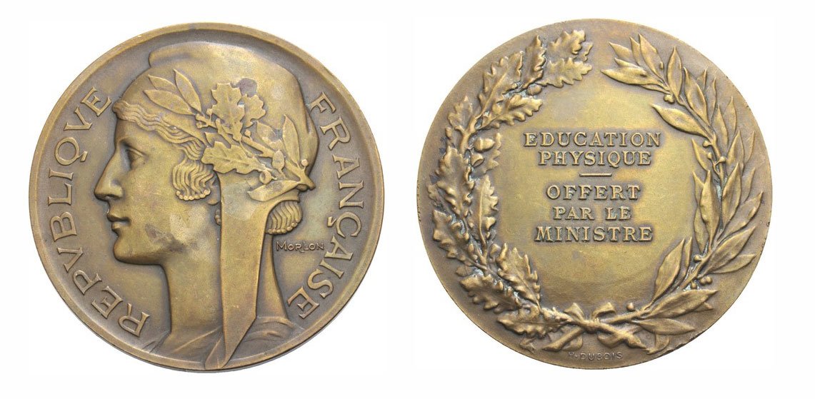 ФРАНЦИЯ МЕДАЛЬ НАЧАЛО XX ВЕКА ОТ МИНИСТЕРСТВА ОБРАЗОВАНИЯ, 50 мм, 58,43 гр бронза 1072-6-42