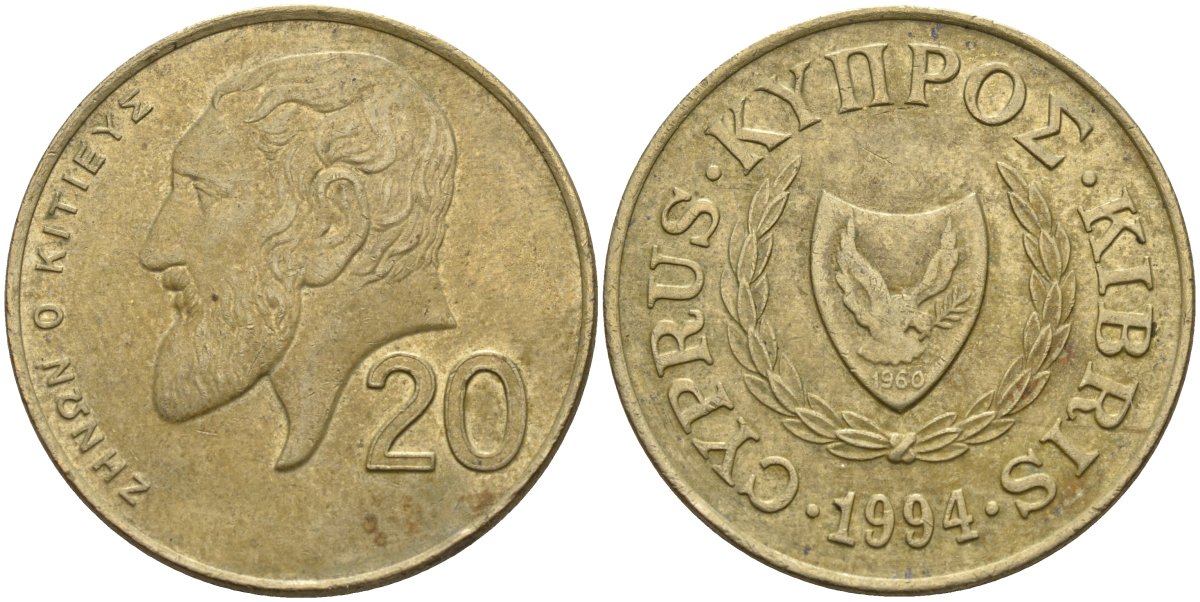 Кипр 20 центов 1994 KM 62.2 никель латунь 4140-841