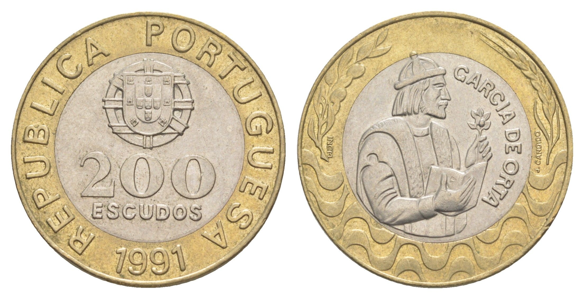 Португалия 200 эскудо 1991 Гарсия Де Орта (1501-1568) KM 655 биметалл 4393-1227