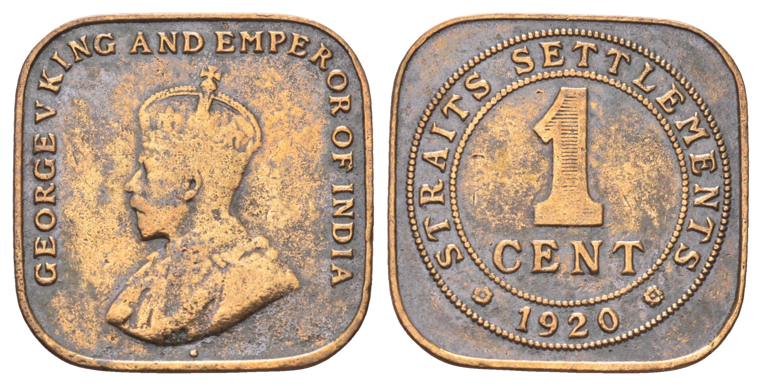 Стрейтс-Сетлментс (Стрейтс Сетлментс) 1 цент 1920 Георг V (1910-1936) KM 32 бронза 4697-1259