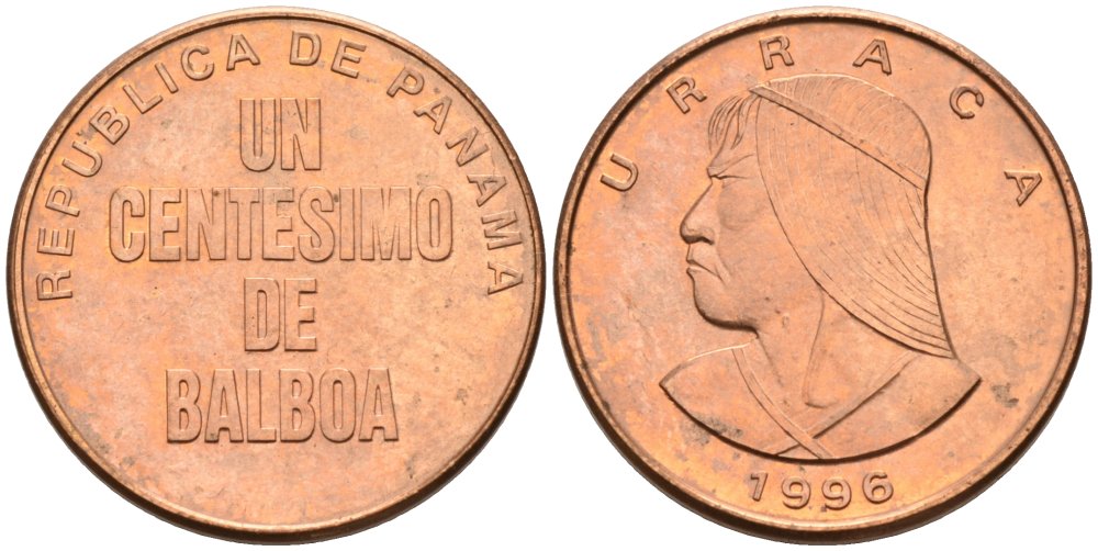 Панама 1 сентесимо 1996 Уррака KM 125 цинк плакированный медью 4567-827