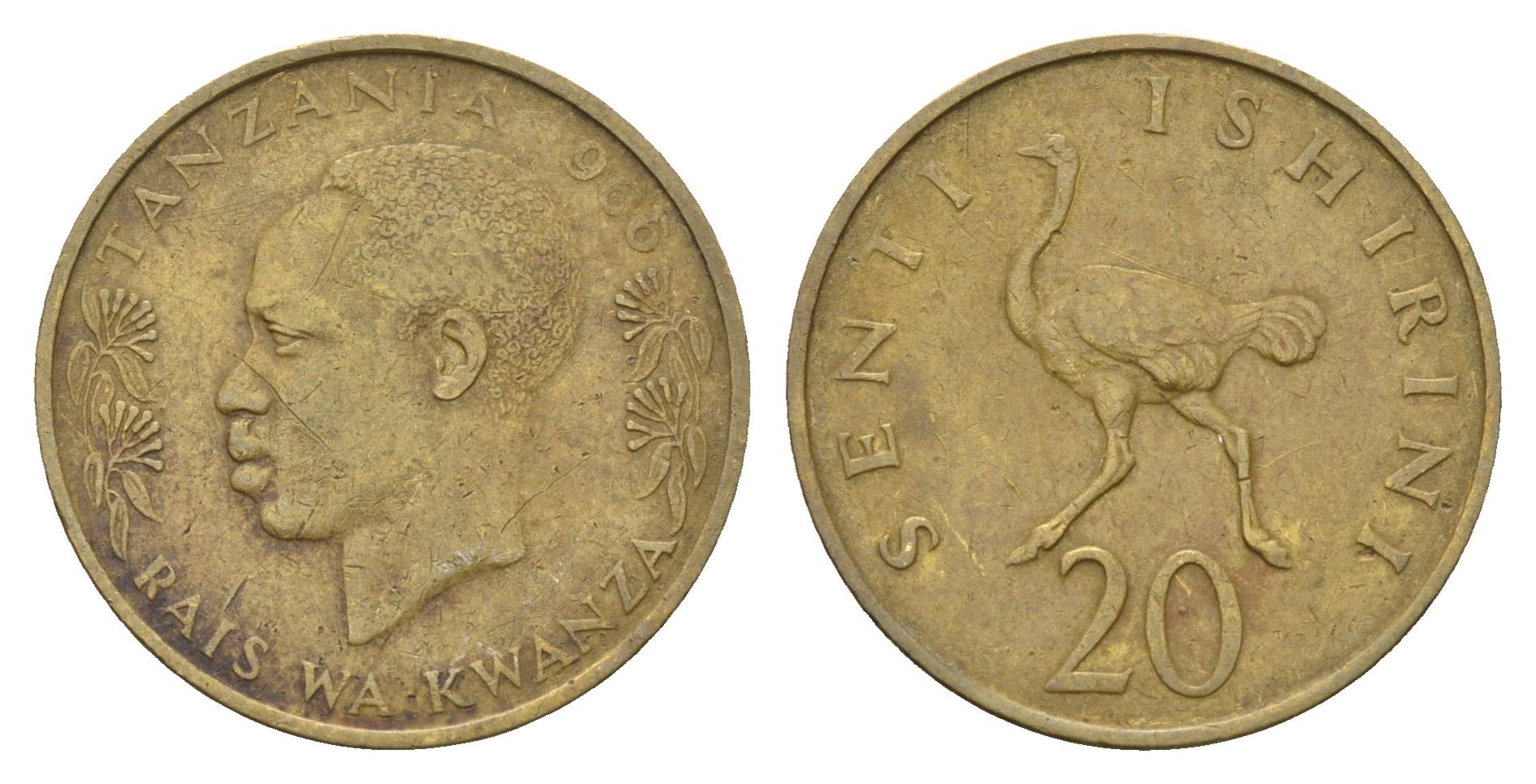 Танзания 20 центов 1966 KM 2 никель латунь 4657-521