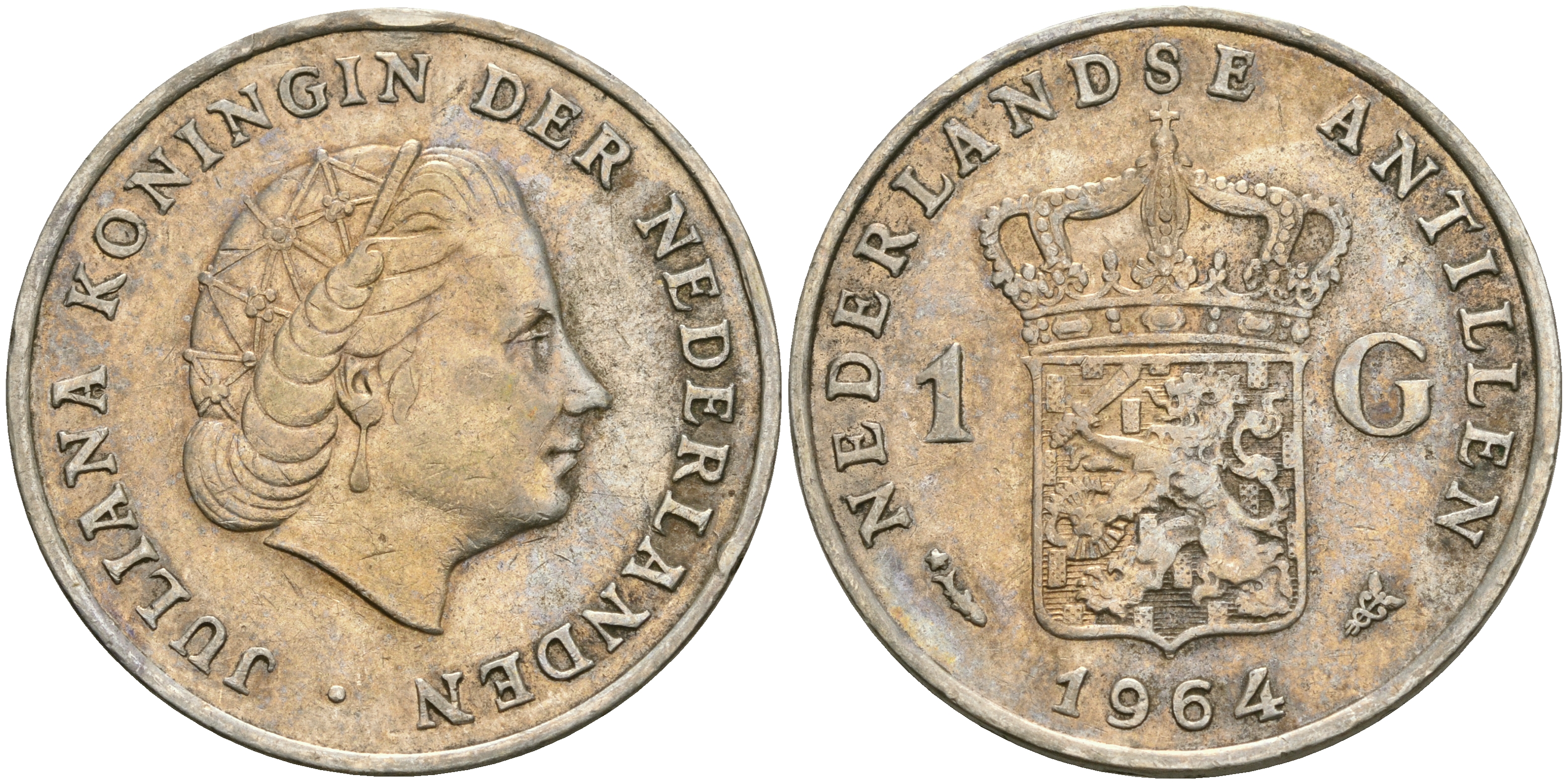 Нидерландские Антилы 1 гульден 1964 Юлиана (1948-1980) KM 2 серебро 08-433
