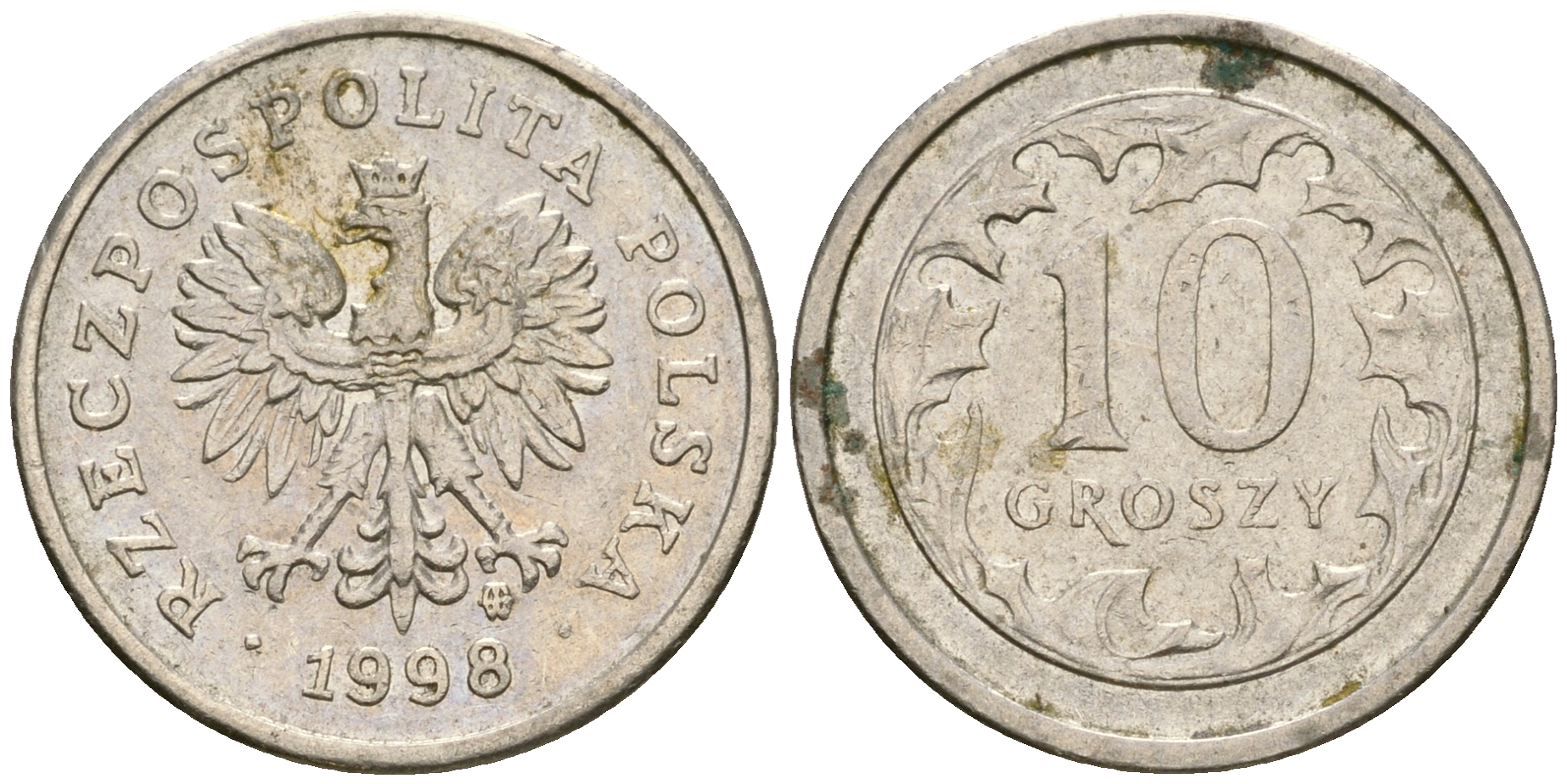 Польша 10 грошей 1998 MW KM 279, Parchimowicz 704e медно-никель 4608-761