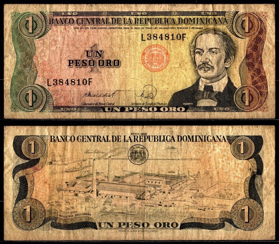 Доминиканская Республика 1 песо 1988 Pick 126 c бумага 7116-38-2-2