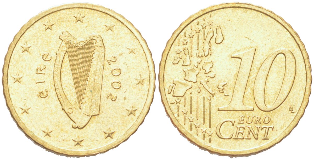 Ирландия 10 евроцентов 2002 KM 35 нордик UNC 4614-745
