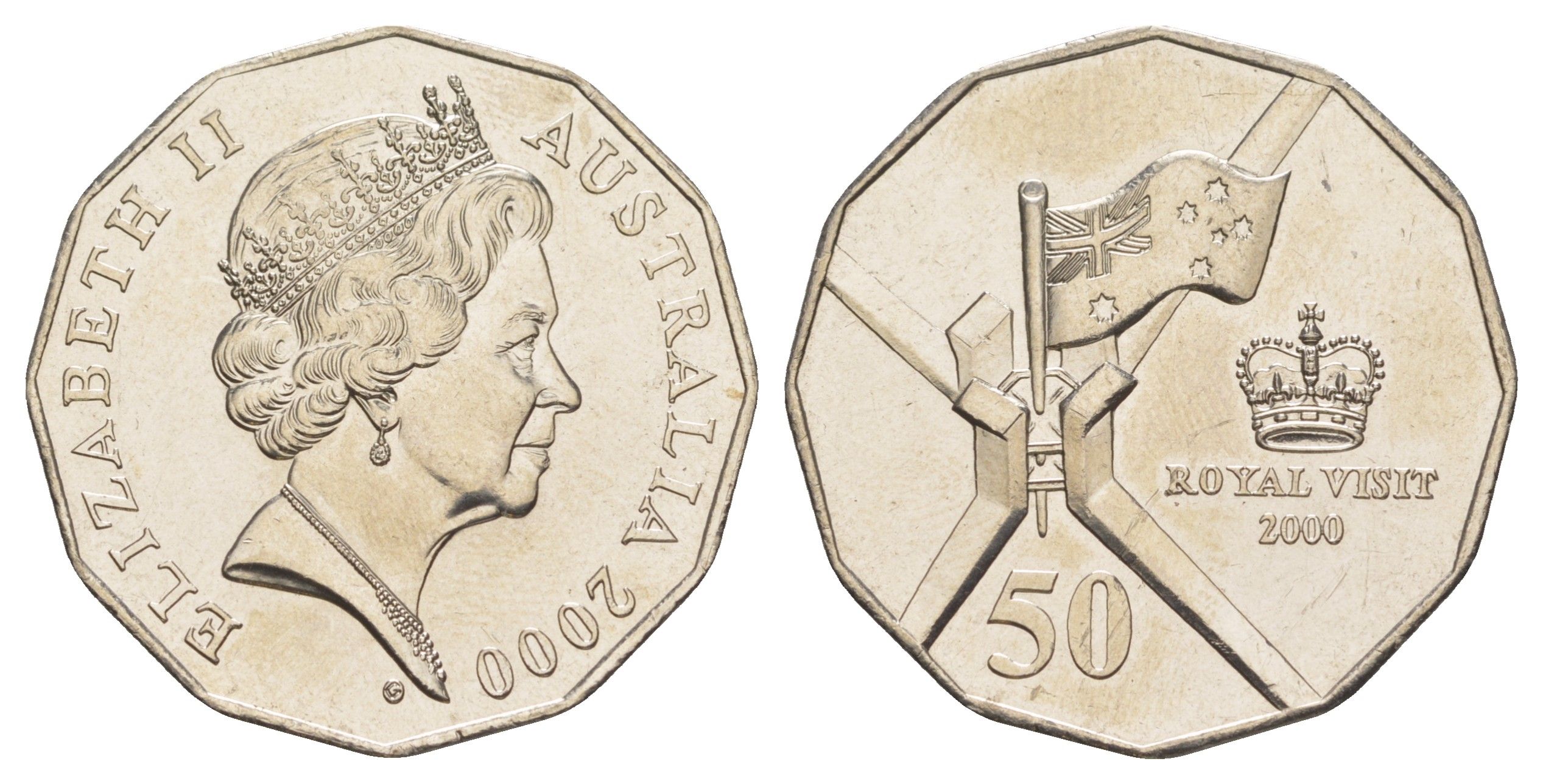 Австралия 50 центов 2000 Королевский визит KM 437 медно-никель UNC 4645-745