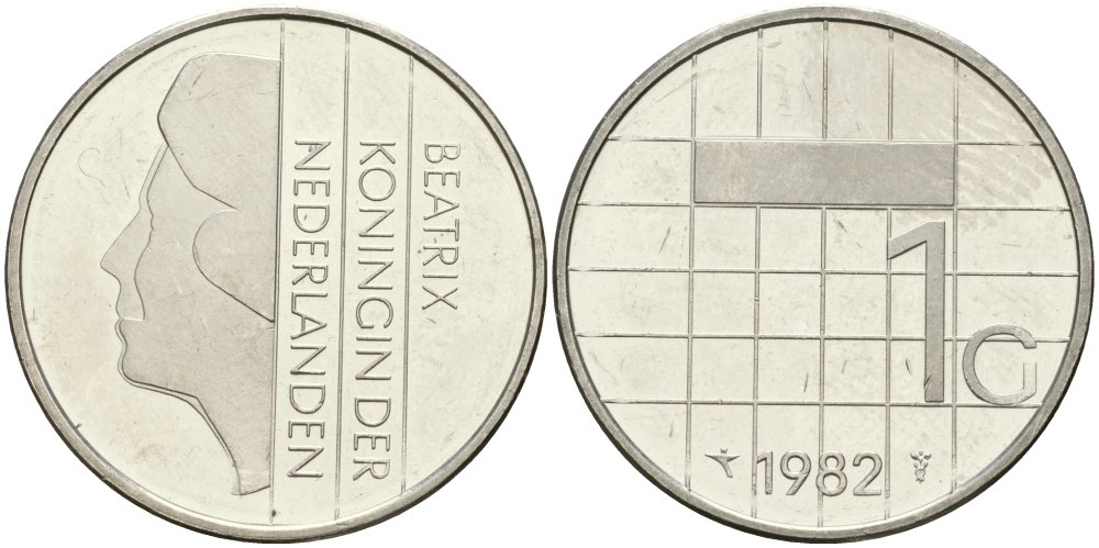 Нидерланды 1 гульден 1982 Беатрикс (1980-2013) KM 205 никель UNC 4579-416