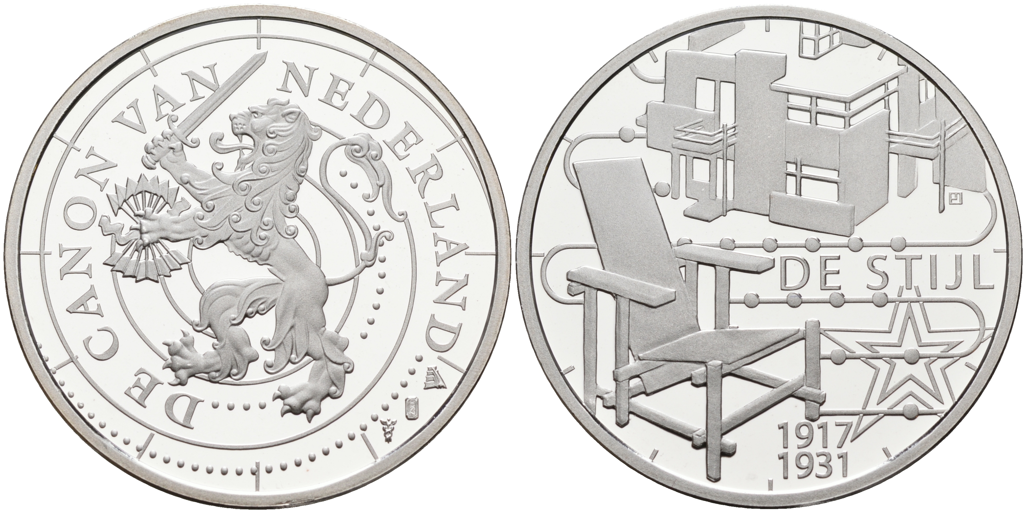 НИДЕРЛАНДЫ МЕДАЛЬ СЕРИИ ИСТОРИЯ НИДЕРЛАНДОВ, АВАНГАРДИСТСКОЕ ОБЪЕДИНЕНИЕ ГОЛЛАНДСКИХ АРХИТЕКТОРОВ И ХУДОЖНИКОВ (СТИЛЬ) (1917-1931), ДИАМЕТР 30 ММ. медно-никель 02-230-57