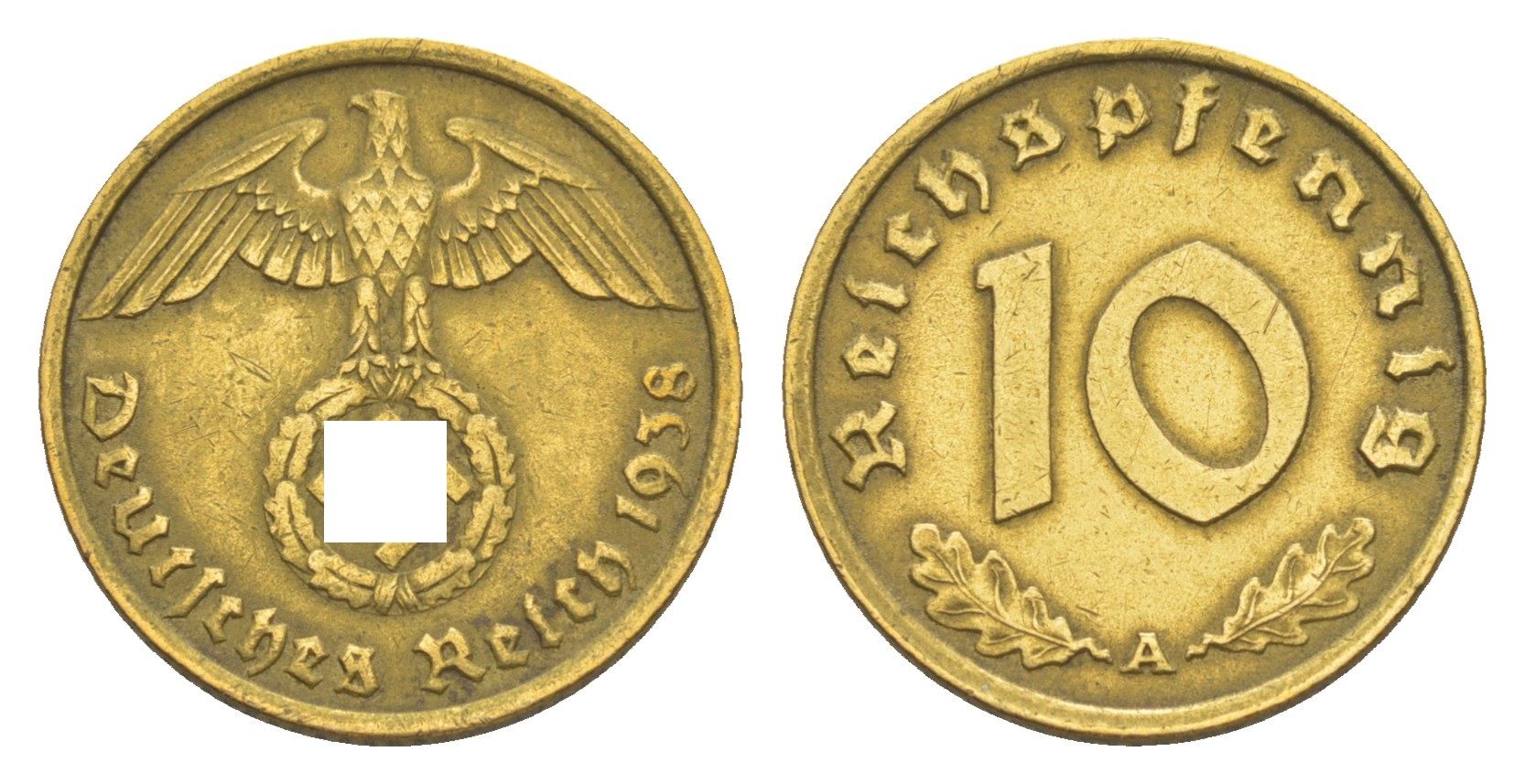 Германия 10 рейхспфеннигов 1938 A KM 92, J. 364 алюминиевая бронза 4164-1049