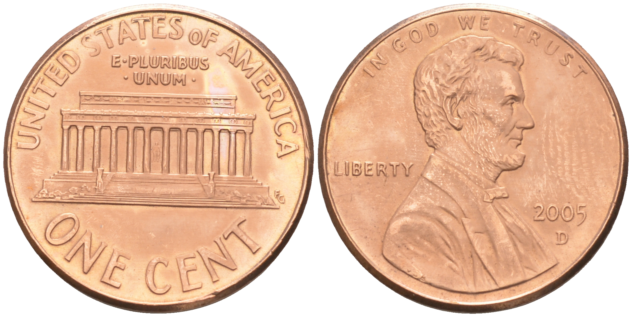 США 1 ЦЕНТ 2005 D ЛИНКОЛЬН KM 201b цинк плакированный медью 188-353