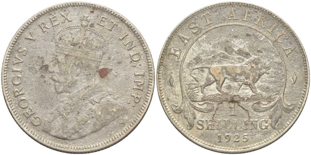 Британская Восточная Африка 1 шиллинг 1925 Георг V (1910-1936) KM 21 серебро 216-1021