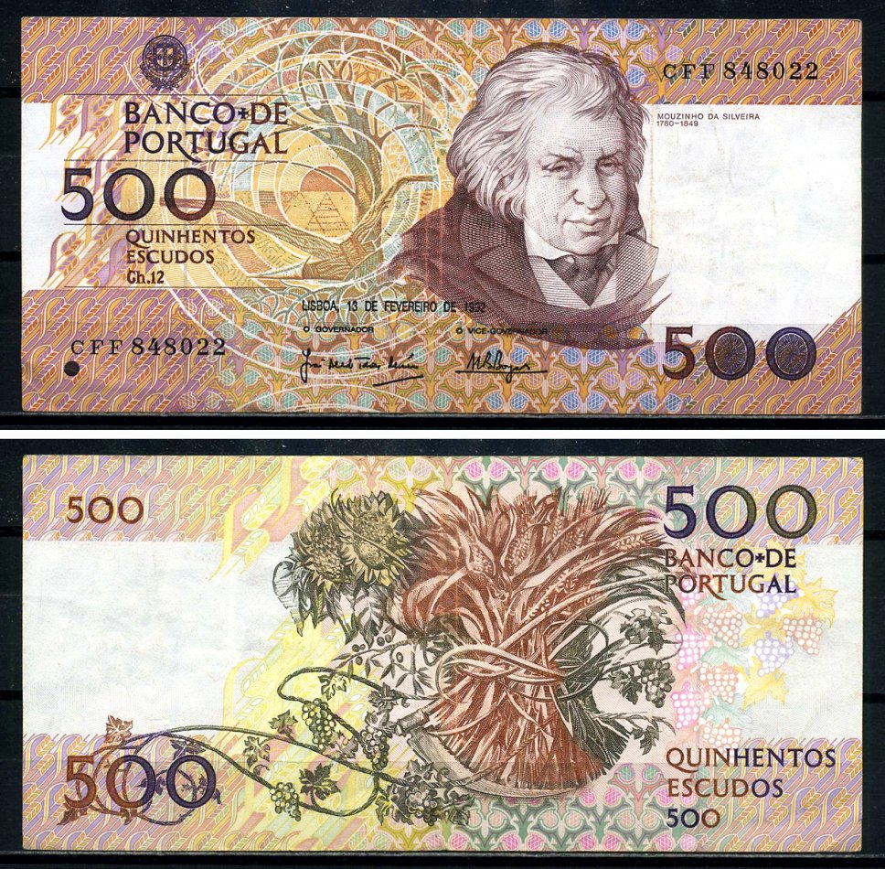 Португалия 500 эскудо 1992 Сильвейра, 13 февраля 1992, signatures: Jos? Alberto Tavares Moreira & Ant?nio Mendo Castel-Branco Borges Pick 180d(1) бумага 8590-11-3-1