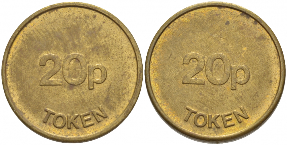 АНГЛИЯ 20 ПЕНСОВ ND TOKEN, ЖЕТОН ИГРОВОЙ желтый металл 4544-956