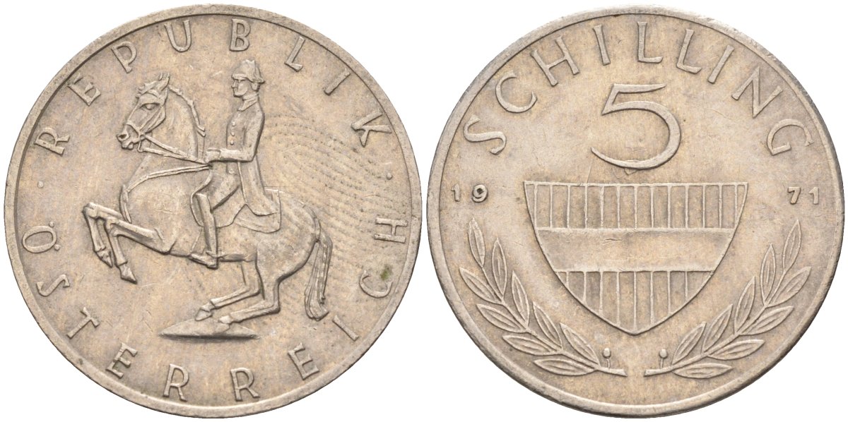 Австрия 5 шиллингов 1971 KM 2889a медно-никель 4116-947