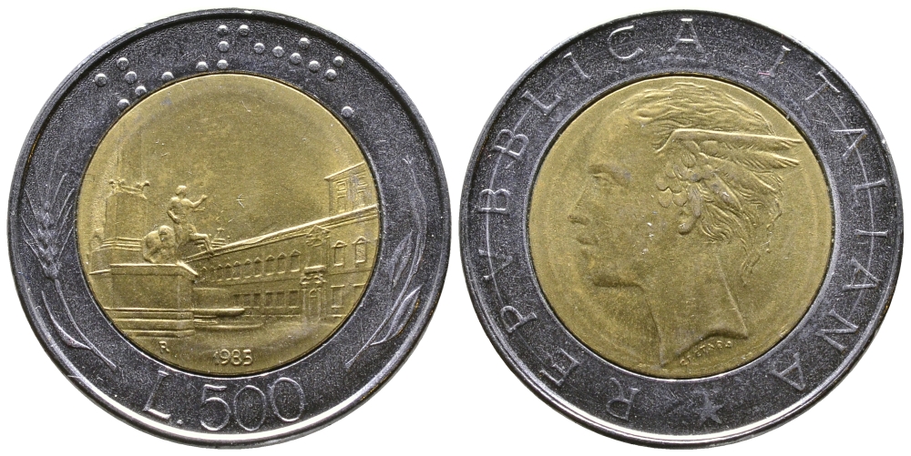 Италия 500 лир 1985 R KM 111 биметалл 259-746