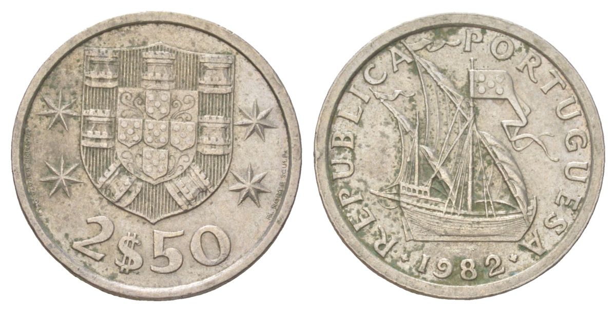 Португалия 2,5 эскудо 1982 KM 590 медно-никель 4627-918