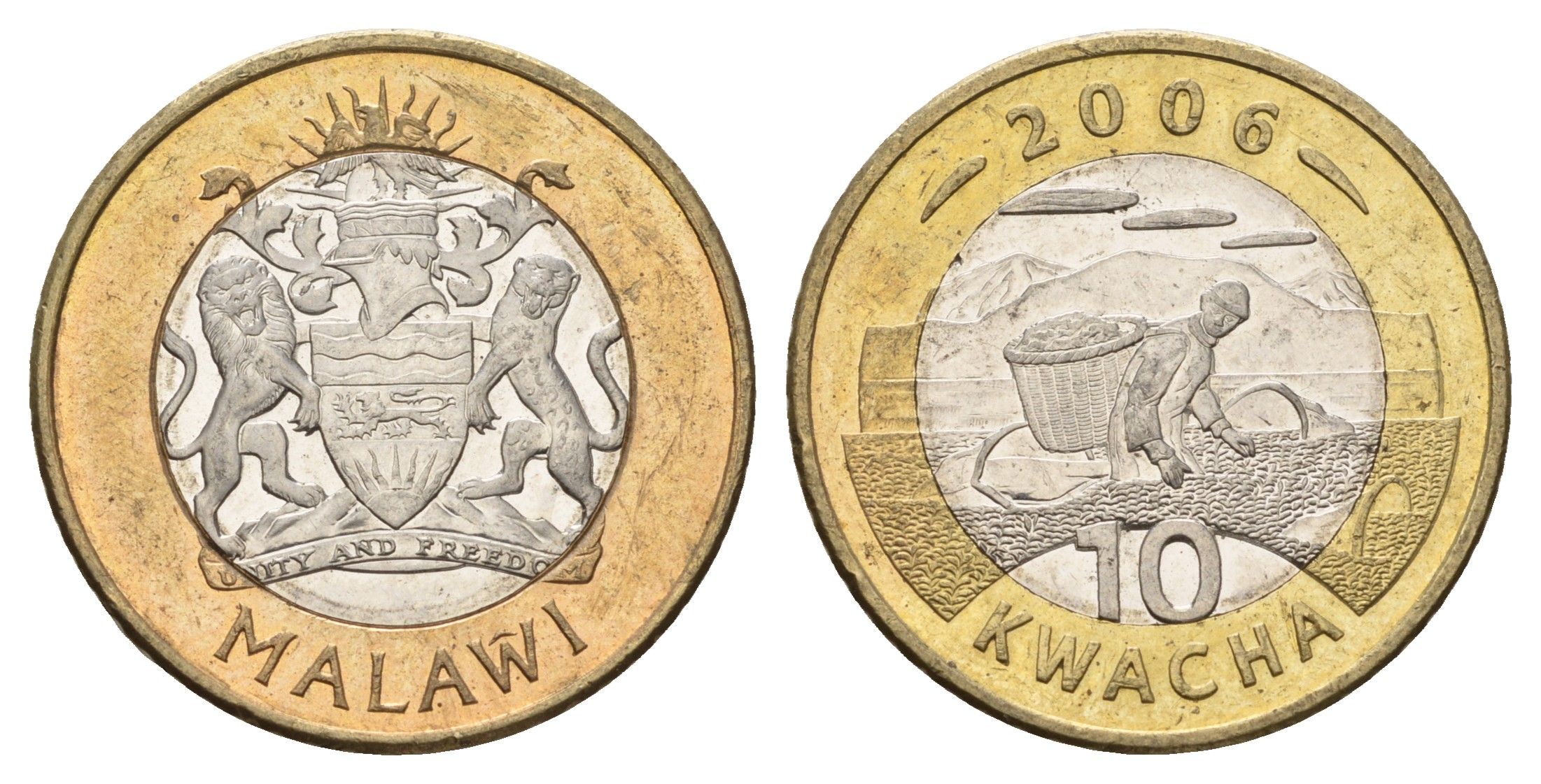 Малави 10 квач 2006 год-тип KM 58 биметалл UNC 4661-214