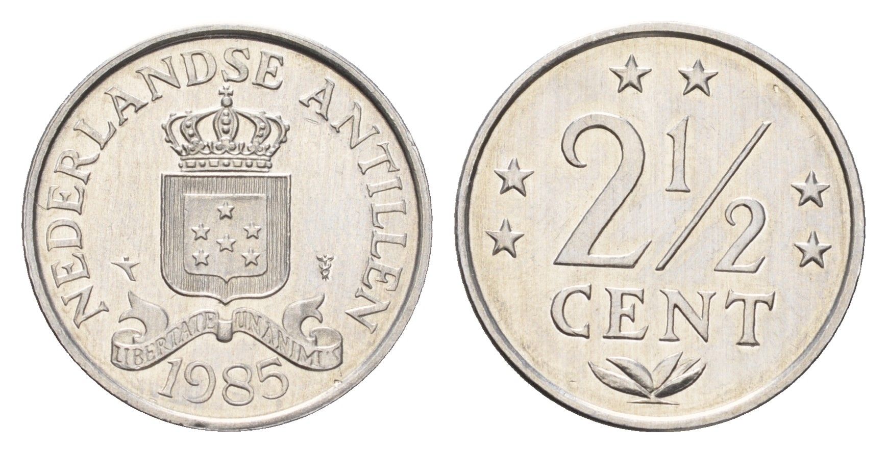 Нидерландские Антильские острова (Нидерландские Антилы) 2 1/2 цента 1985 Беатрикс (1980-2013) KM 9a алюминий UNC 4675-853
