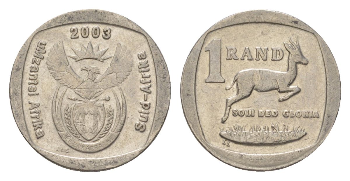 ЮАР 1 ранд 2003 KM 332 медь плакированная никелем 4627-366