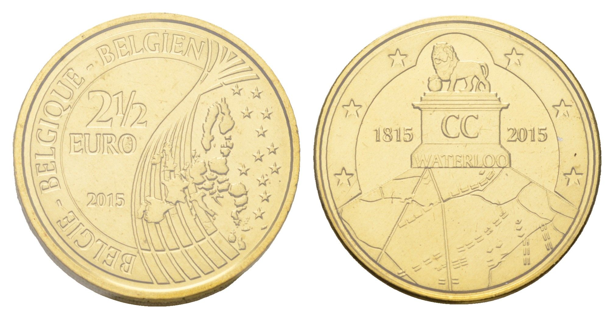 Бельгия 2 1/2 евро 2015 200 лет Битве при Ватерлоо KM 347 нордик BU 4552-1012