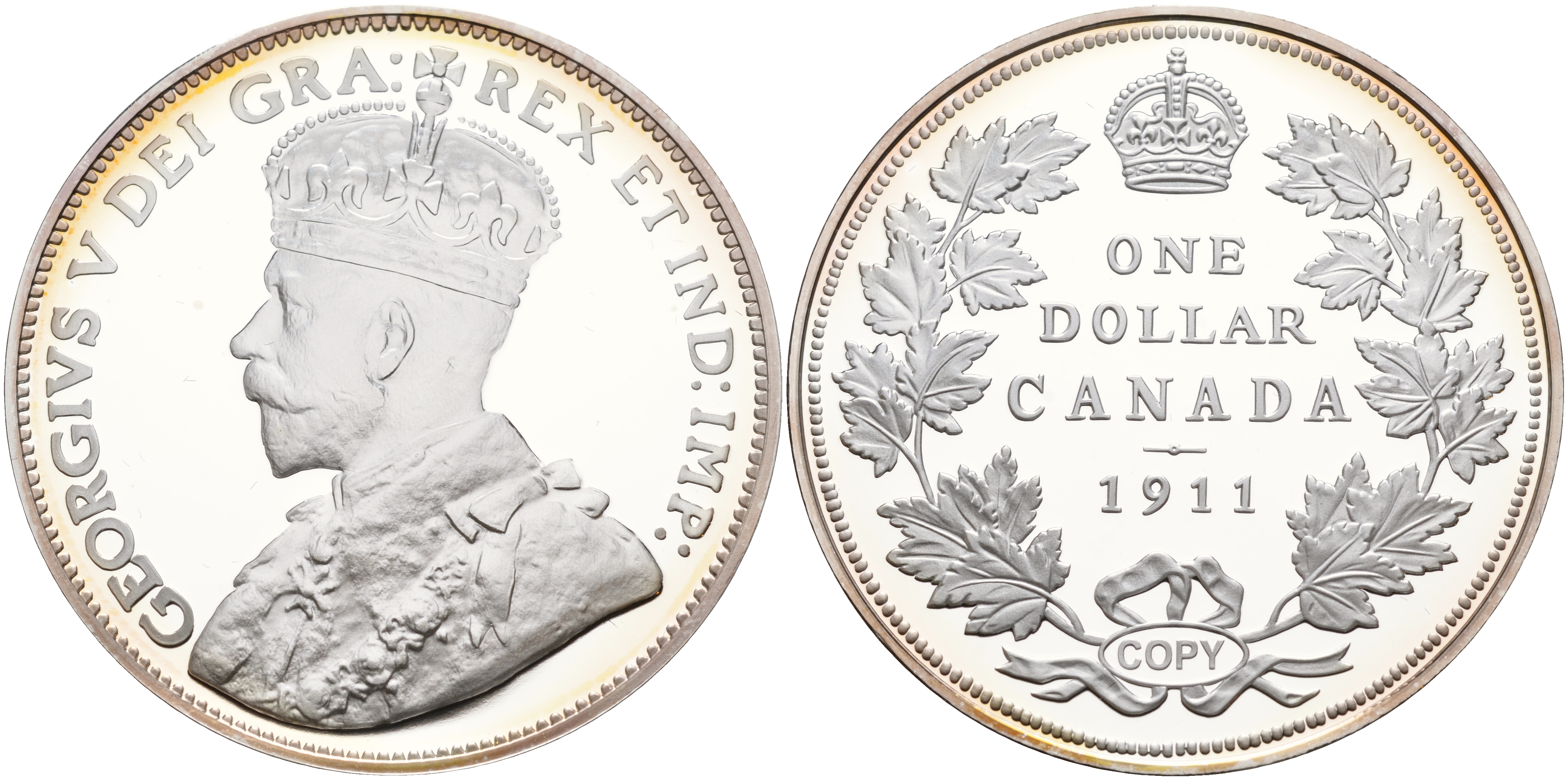 Канада 1 доллар 1911 Георг V, копия известной редкой монеты в серебре  999  серебро  PROOF  06-266-23