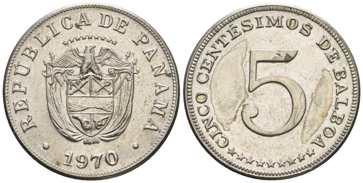 Панама 5 сентесимо 1970  KM 23.2 медно-никель    85-433