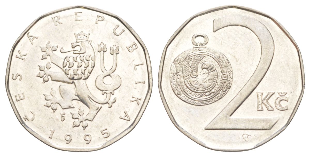 Чехия 2 кроны 1995 KM 9 сталь плакированная никелем UNC 4627-1235