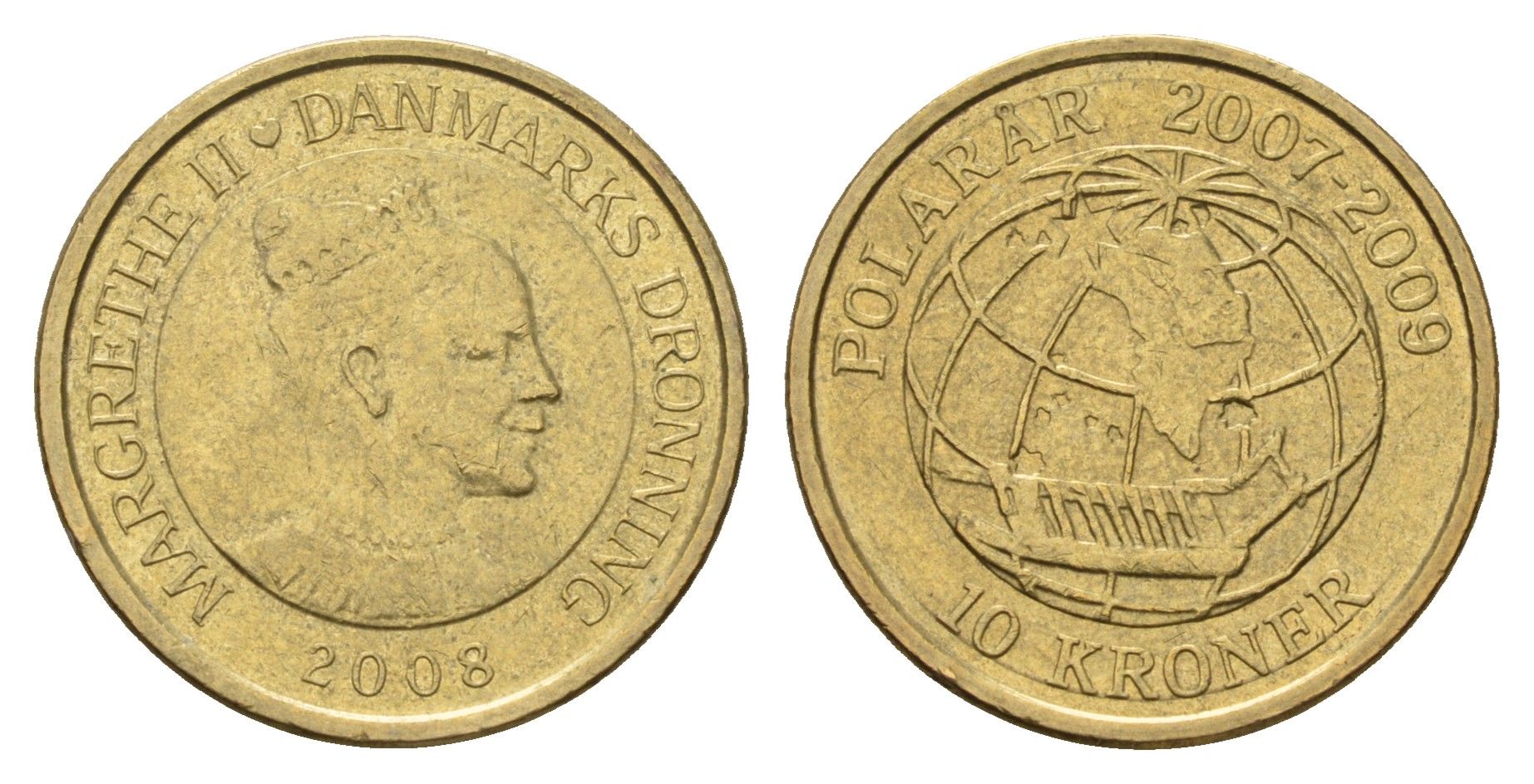 Дания 10 крон 2008 Международный полярный год - Сириус (2007-2009) KM 925 алюминиевая бронза 119-155