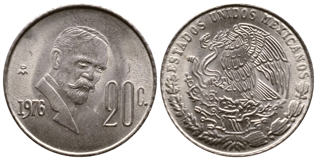 МЕКСИКА 20 СЕНТАВО 1976 КМ 442 медно-никель UNC 56-916