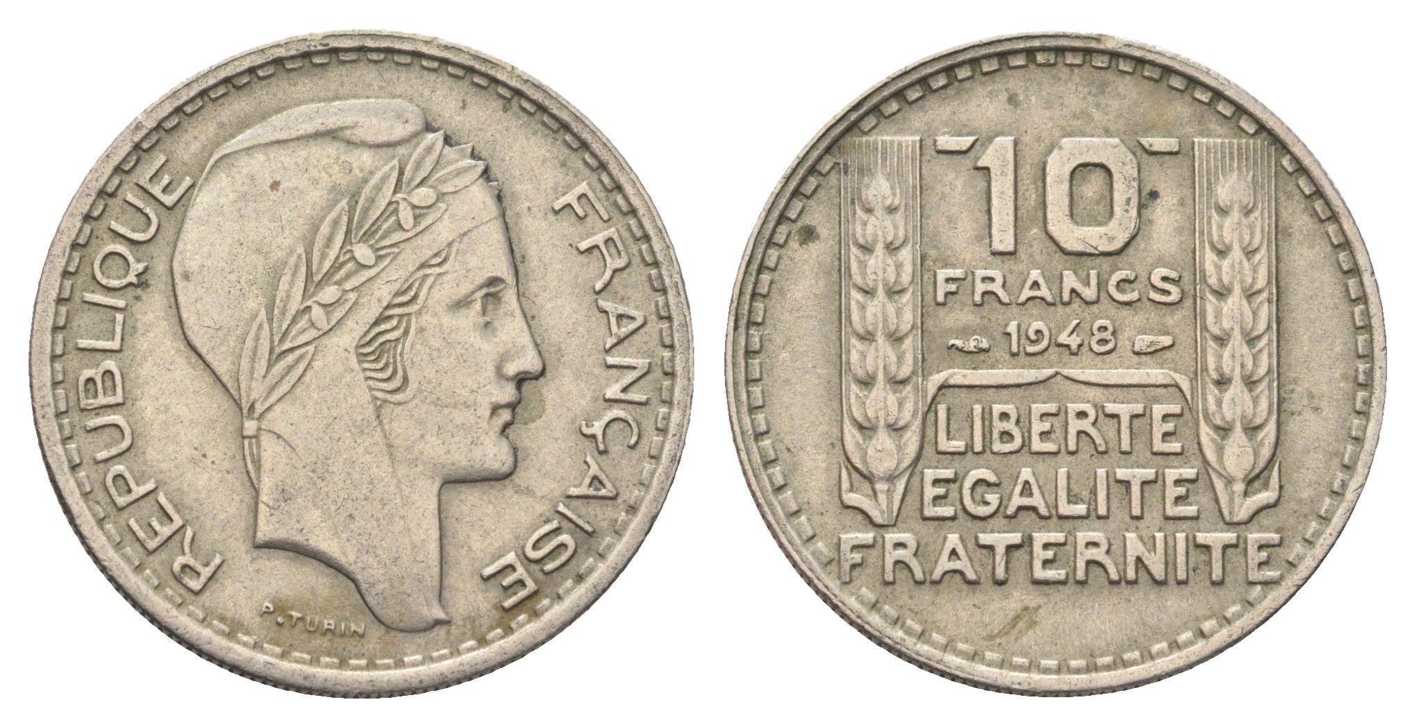 Франция 10 франков 1948 KM 909.1 медно-никель 4704-436