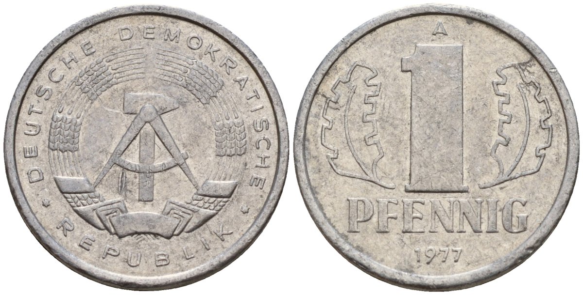 ГДР 1 пфенниг 1977 A KM 8.2 алюминий 116-932