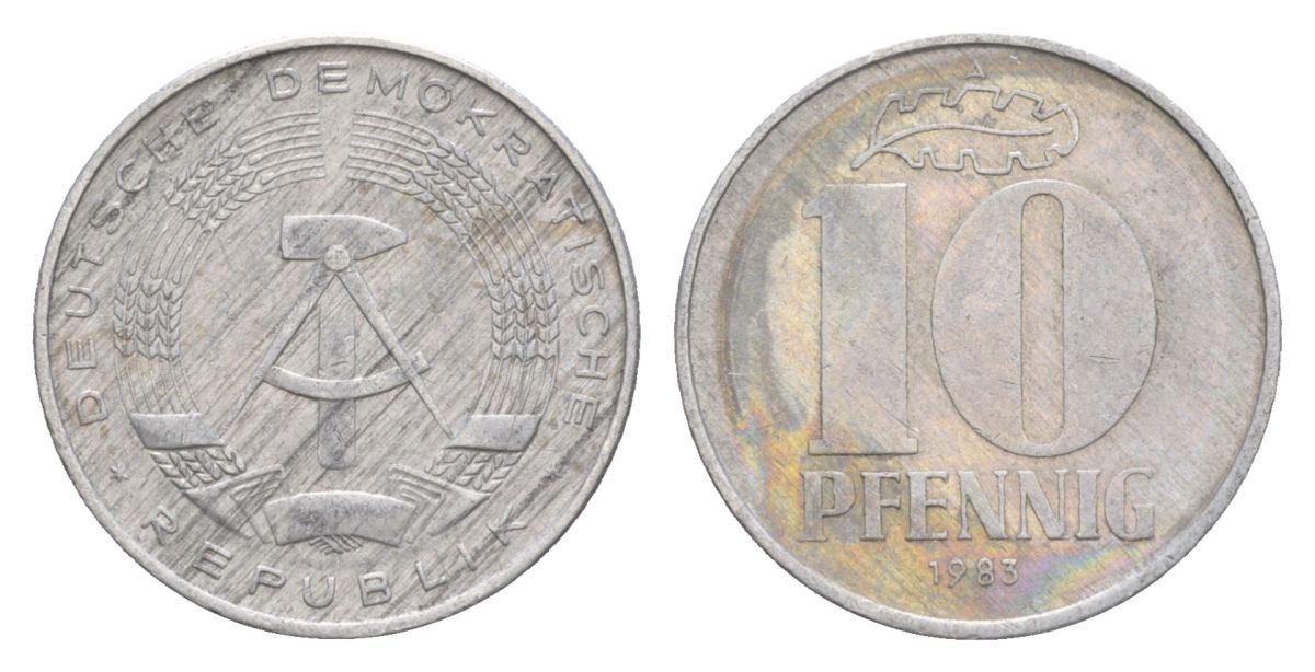 ГДР 10 пфеннигов 1983 A KM 10 алюминий 4630-813