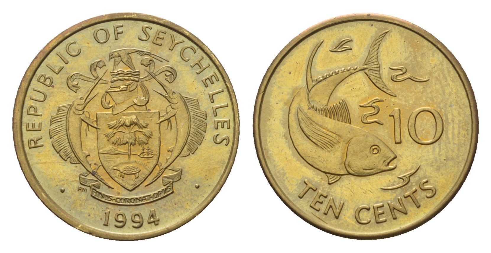 Сейшельские Острова (Сейшелы) 10 центов 1994 KM 48 латунь UNC 85-642