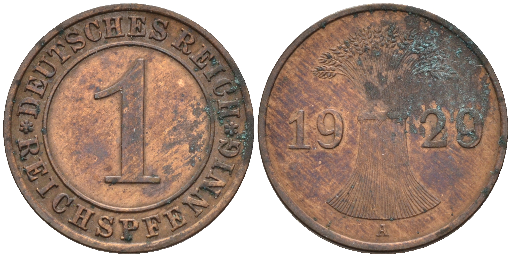 Германия 1 рейхспфенниг 1929 A KM 37, J. 313 медь    4594-1256