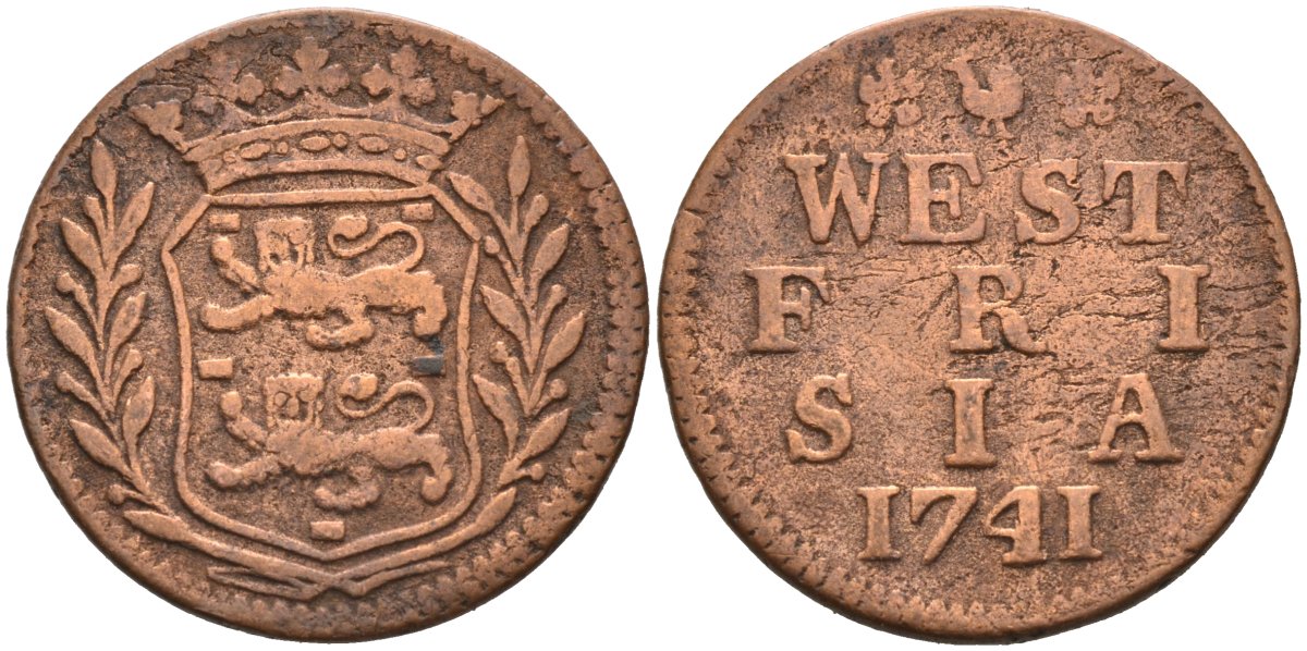 Западная Фризия (West Frisia), Нидерланды 1 дуит 1741 KM 125 медь 4577-211