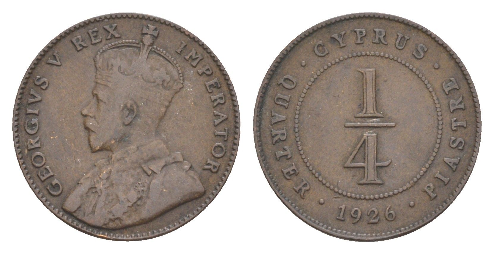 Кипр 1/4 пиастра 1926 Георг V (1910-1936) KM 16 бронза 4127-1143