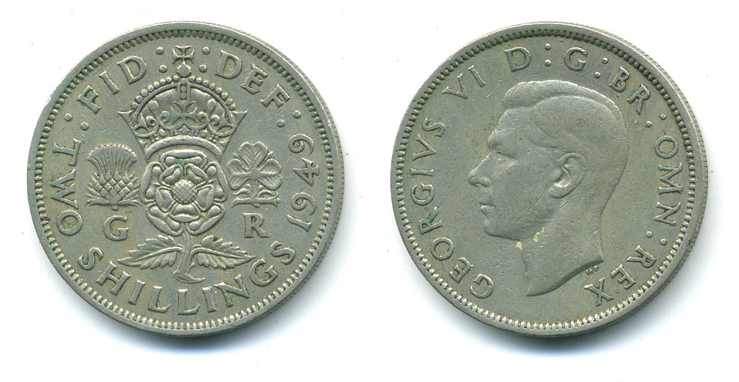 Великобритания 2 шиллинга (флорин) 1949 Георг VI (1936-1952) KM 878, Spink 4107 медно-никель 4383-242